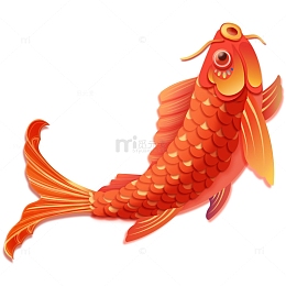 红色微粒体剪纸风鲤鱼