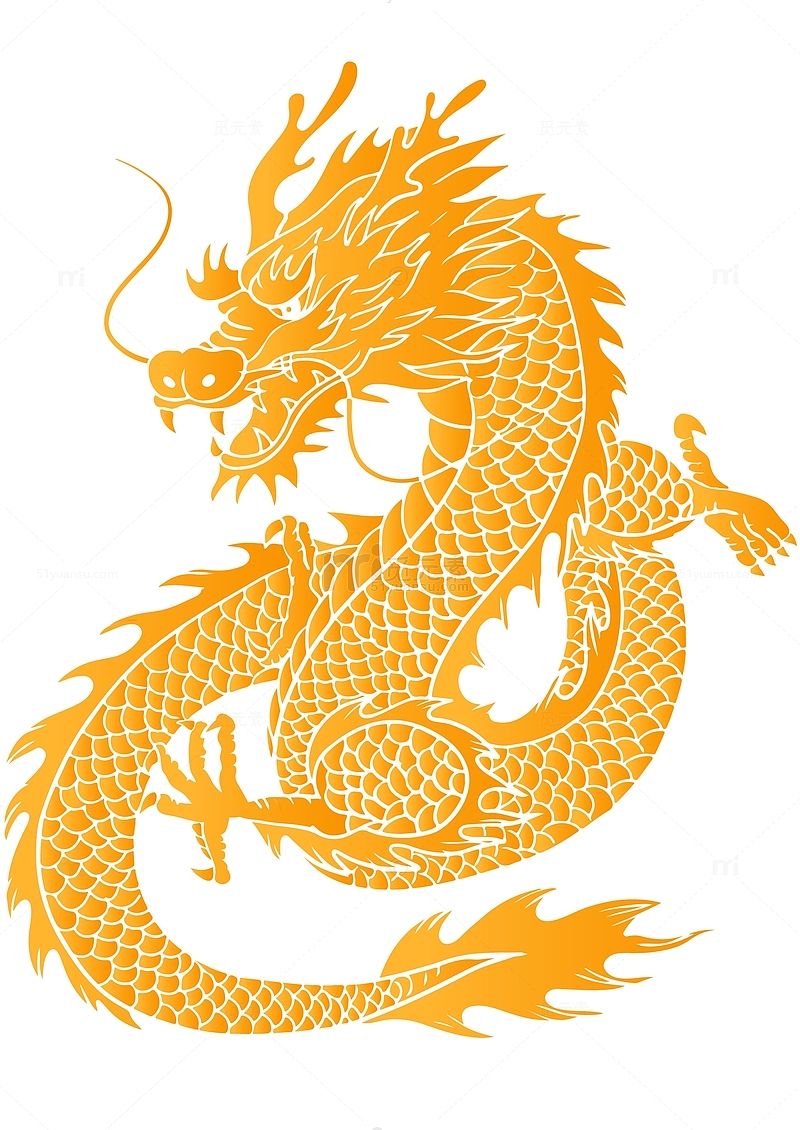 中国风金色龙形象插画装饰矢量元素