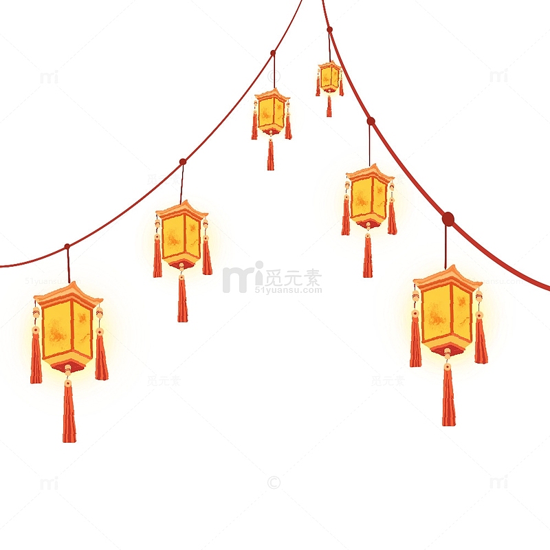 中国传统灯笼免抠手绘素材