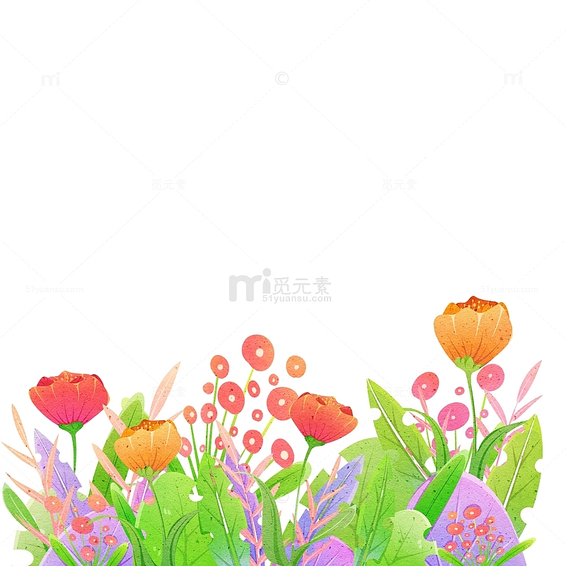 春日花卉植物插画素材