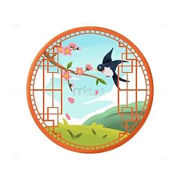 春天燕子桃花边框