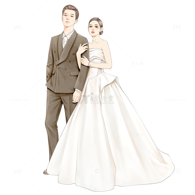 婚礼婚纱结婚插画素材