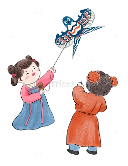 古代放风筝小孩