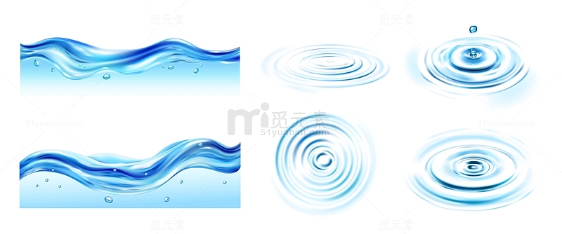 蓝色海浪水面水滴涟漪