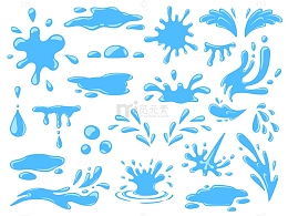 蓝色水花浪花飞溅