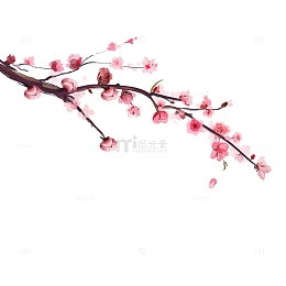 水墨桃花桃花树树枝装饰