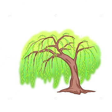 卡通柳树元素手绘