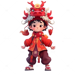龙年装饰的男孩