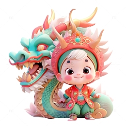 庆祝龙年的小孩