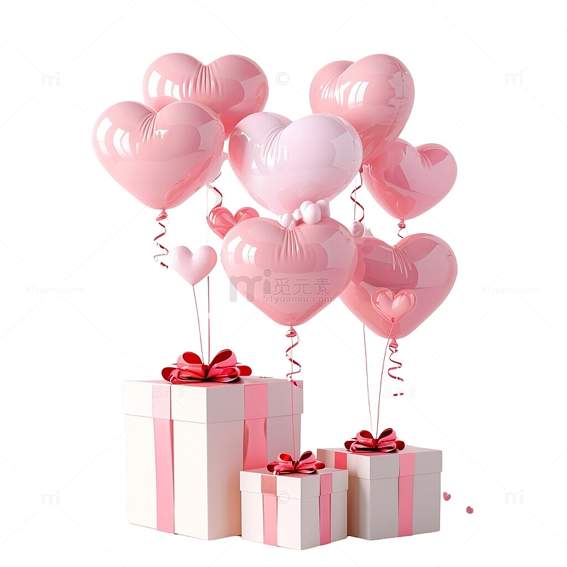 粉色气球爱心礼盒