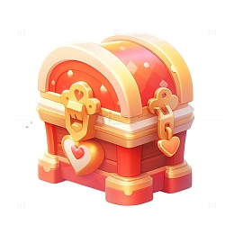3D立体新年红色宝箱免抠素材