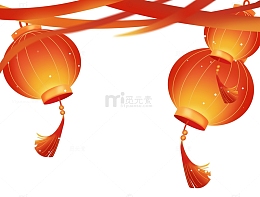 新年春节灯笼绸边角装饰