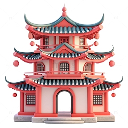 3D中式建筑免扣