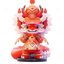 3D新年中国龙壁纸元素