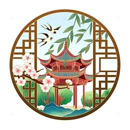 春天圆形边框