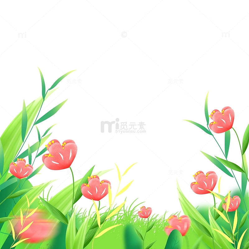 手绘花草植物插画装饰花朵PNG素材