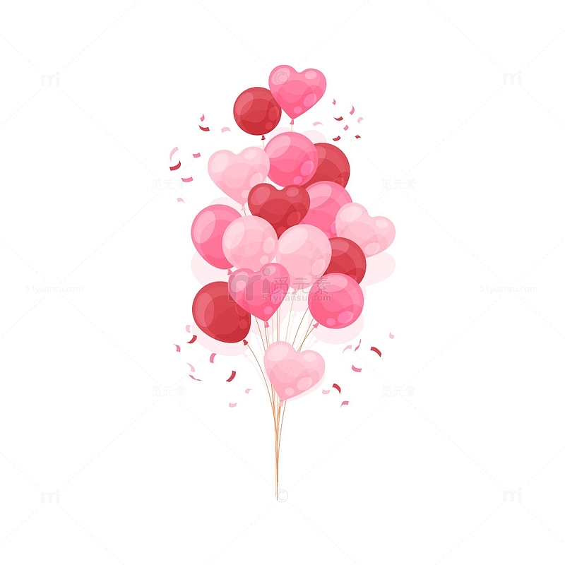 粉色浪漫手绘爱心气球