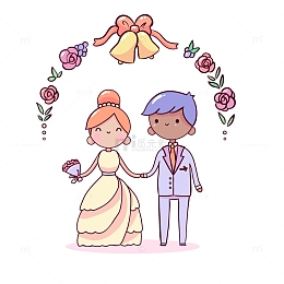 卡通婚礼简笔画元素