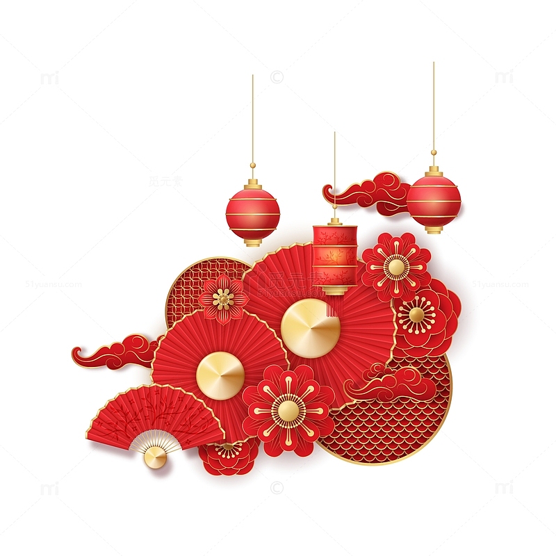 春节喜庆红色灯笼中国风元素