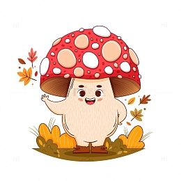 可爱拟人小胖蘑菇