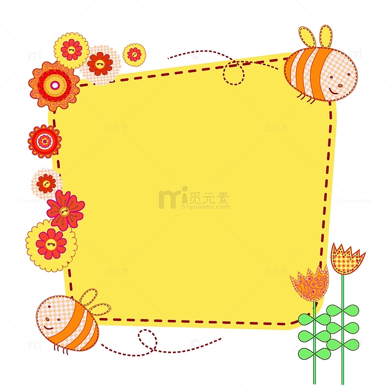 春季黄色小蜜蜂虚线框
