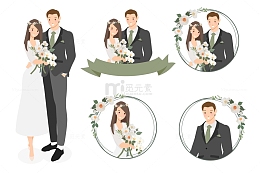 结婚订婚卡通人形立牌
