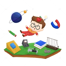 物理学科创意人物插画元素
