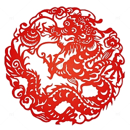 龙年红色窗贴门贴装饰矢量元素