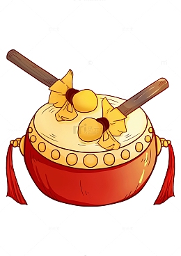 红色锣鼓开门红插画