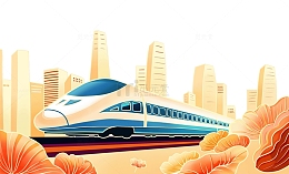 春运高铁插画