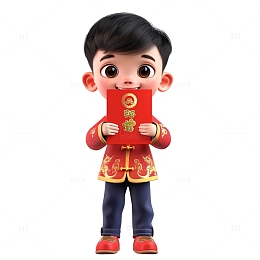 拿着红包的男孩