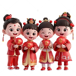 一起庆祝新年的小孩