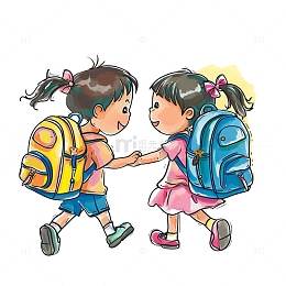 开学季背着书包去上学的女孩