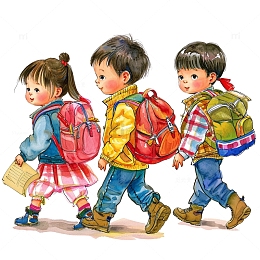 一起去上学的学生们