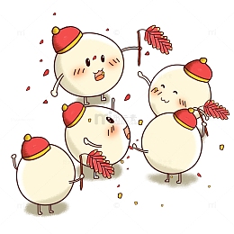 元宵节趣味汤圆放鞭炮