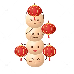 元宵节手拿灯笼趣味汤圆