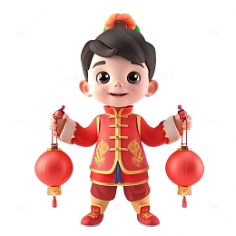 3D庆祝新年的男孩