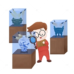 卡通历史学科教材儿童插画元素