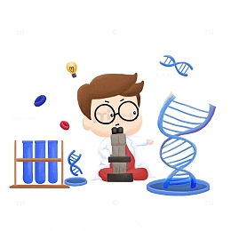 卡通生物学科教材封面儿童插画元素