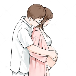 手绘孕妇 夫妻孕妇照 母亲怀孕