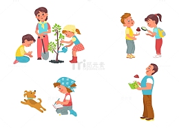 春季卡通植树节户外春游探索