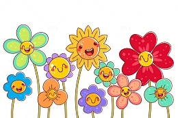 彩色Q版卡通花卉