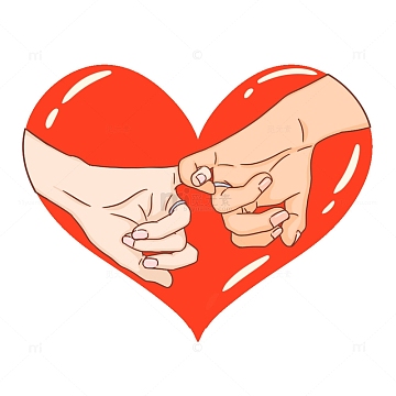 手绘情侣勾手指手势