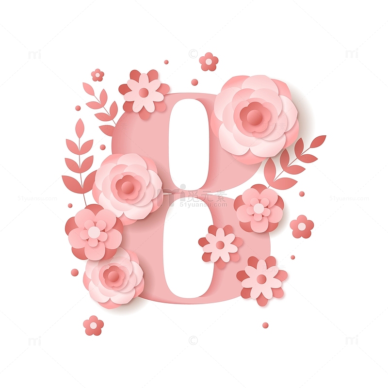 粉色花卉艺术数字8