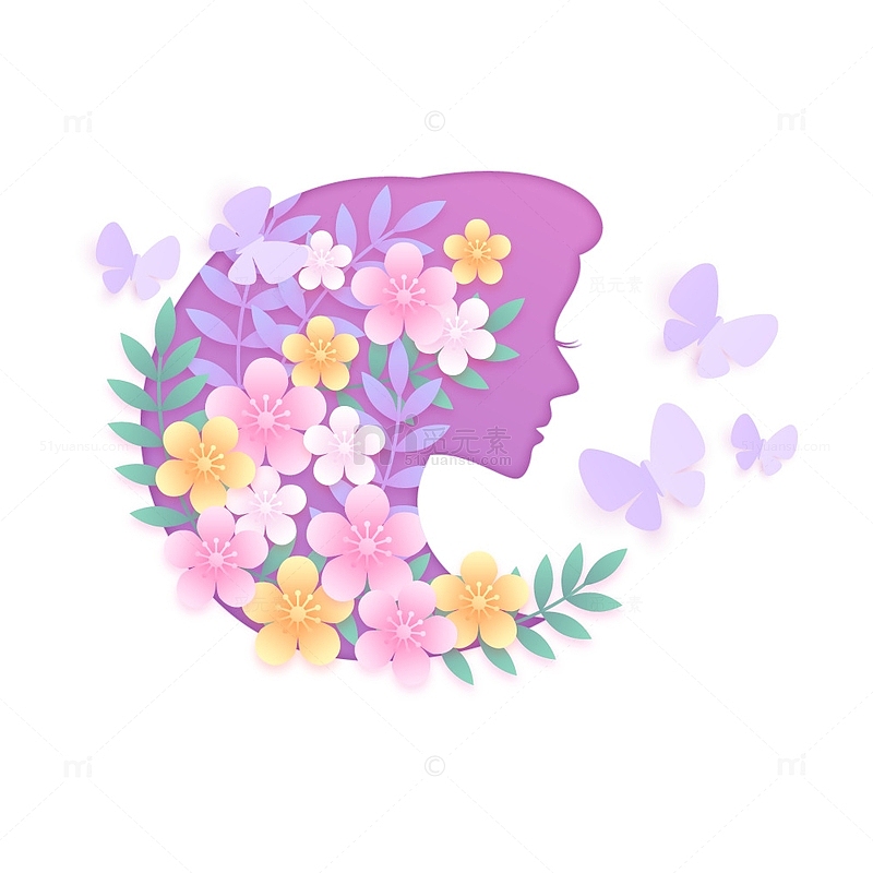 紫色唯美花卉女性头像