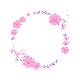 粉色花环圆形边框