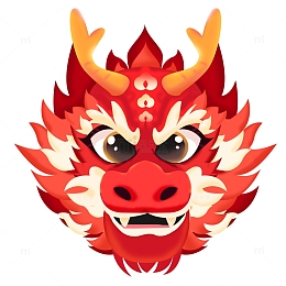 喜庆红色中国风2024龙年形象装饰元素