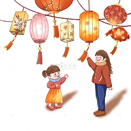 春节猜灯谜女孩