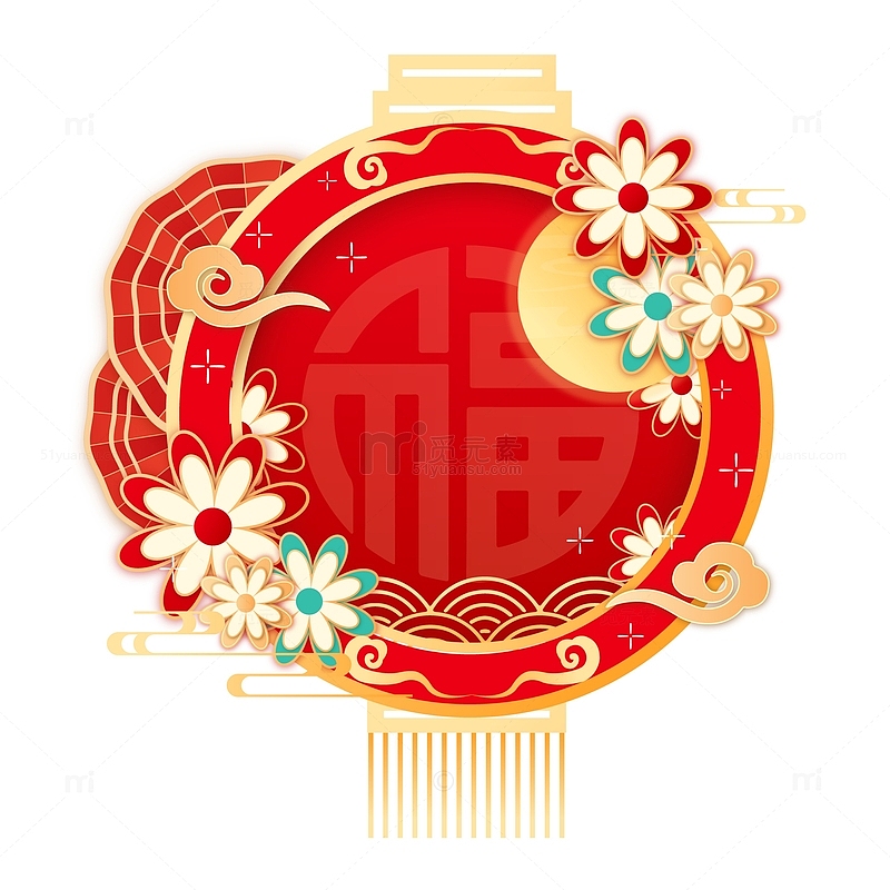 红色喜庆中国风新春纹理挂饰边框