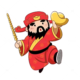 八路财神招财进宝元宝免抠图片